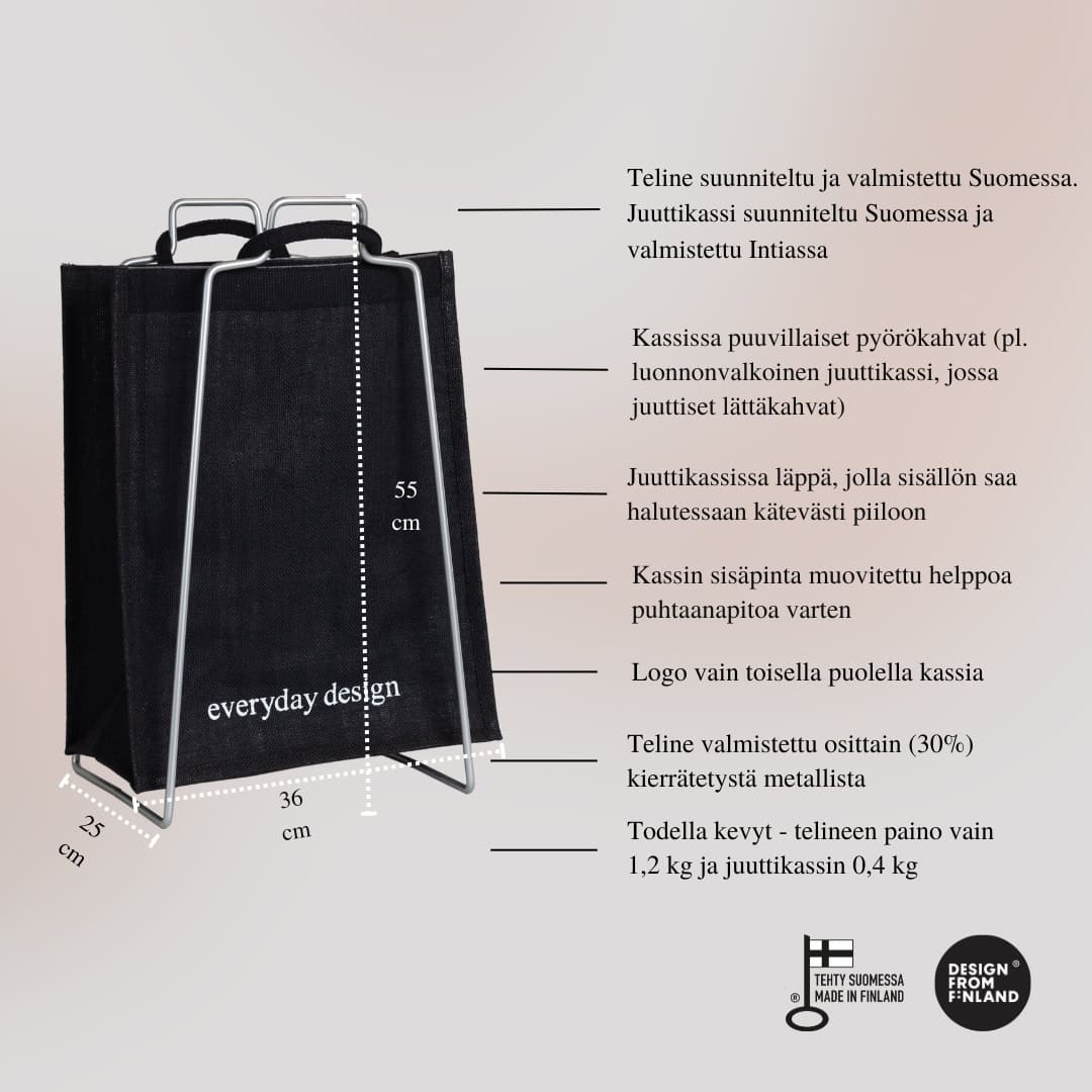 HELSINKI-kassiteline hopea ja juuttikassi