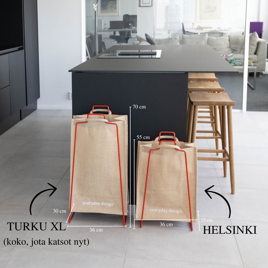 TURKU XL -kierrätysteline punainen ja XL-kassi
