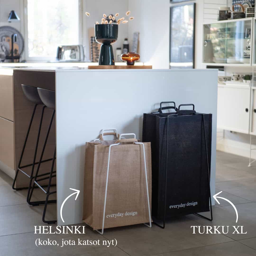 HELSINKI-kassiteline valkoinen ja juuttikassi