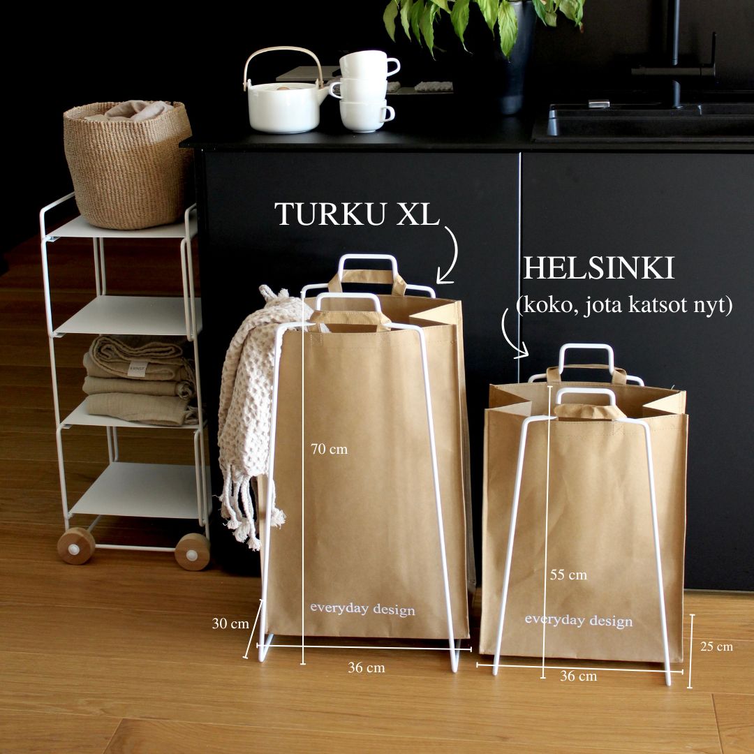 HELSINKI-kassiteline valkoinen ja pestävä paperikassi