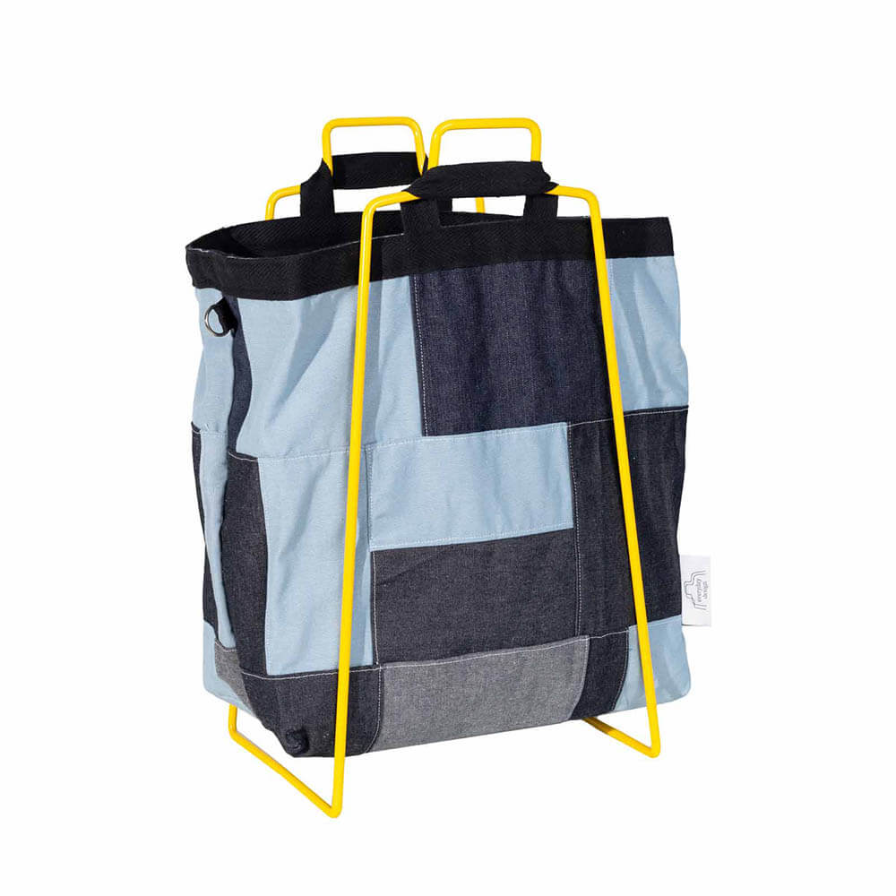 HELSINKI-kassiteline keltainen ja farkkukassi