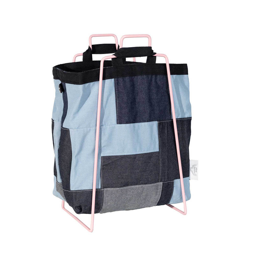 HELSINKI-kassiteline vaaleanpunainen ja farkkukassi