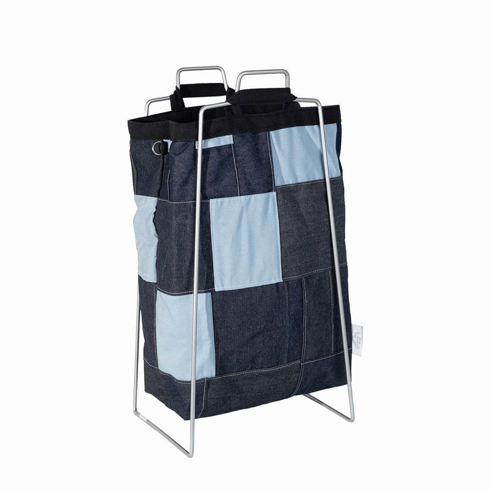 TURKU XL -kierrätysteline hopea ja farkkukassi