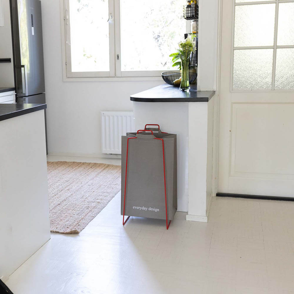 TURKU XL -kierrätysteline punainen ja pestävä paperikassi