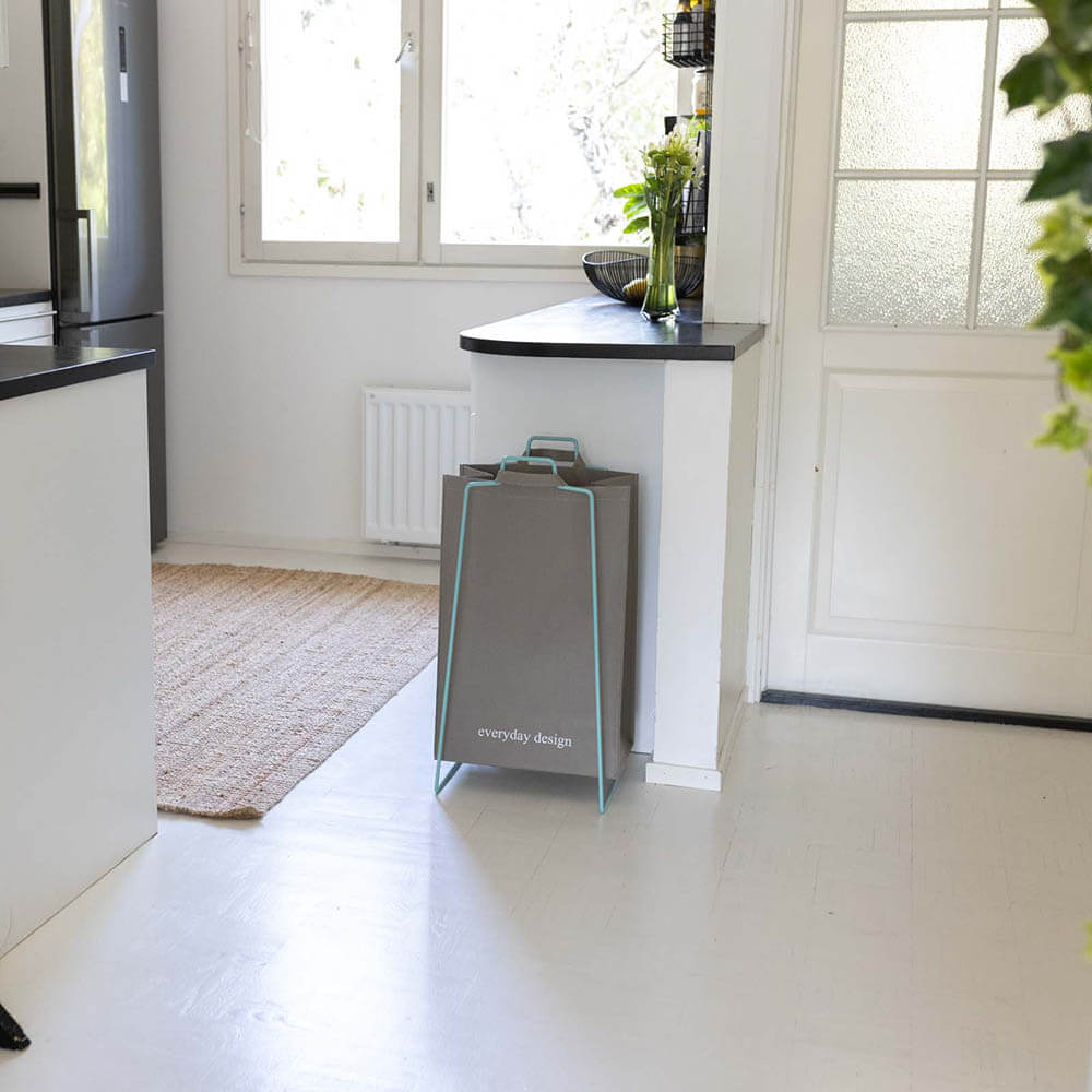 TURKU XL -kierrätysteline turkoosi ja pestävä paperikassi