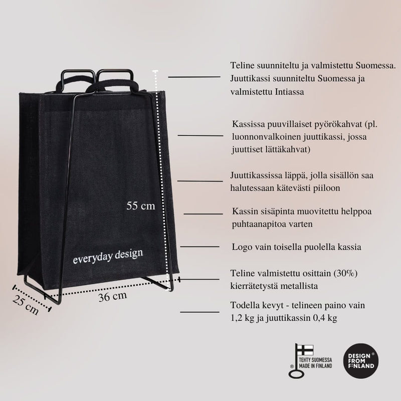 HELSINKI-kassiteline musta ja juuttikassi