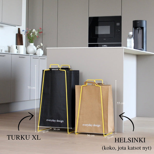HELSINKI-kassiteline keltainen ja pestävä paperikassi