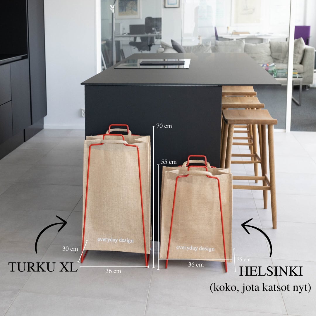 HELSINKI-kassiteline punainen ja juuttikassi