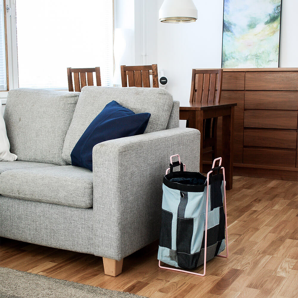 HELSINKI-kassiteline vaaleanpunainen ja farkkukassi