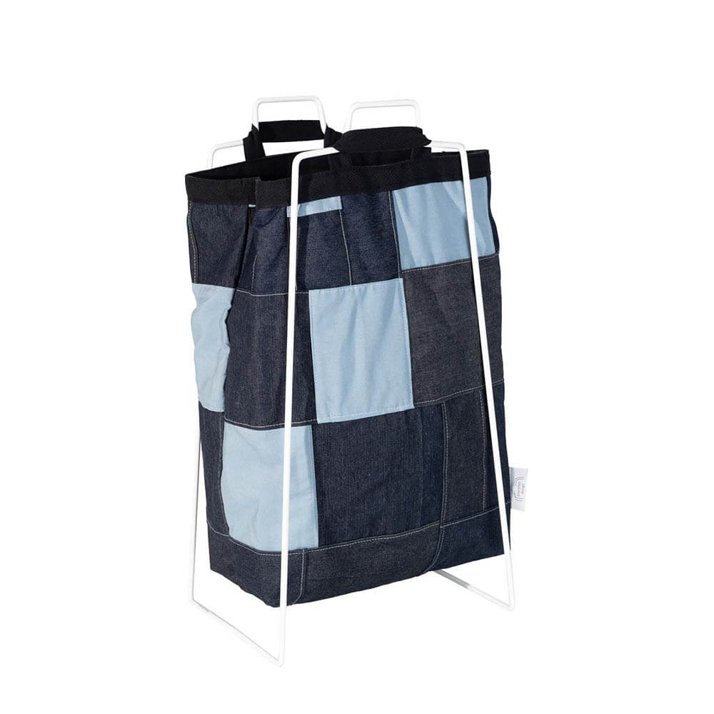 TURKU XL -kierrätysteline valkoinen ja farkkukassi