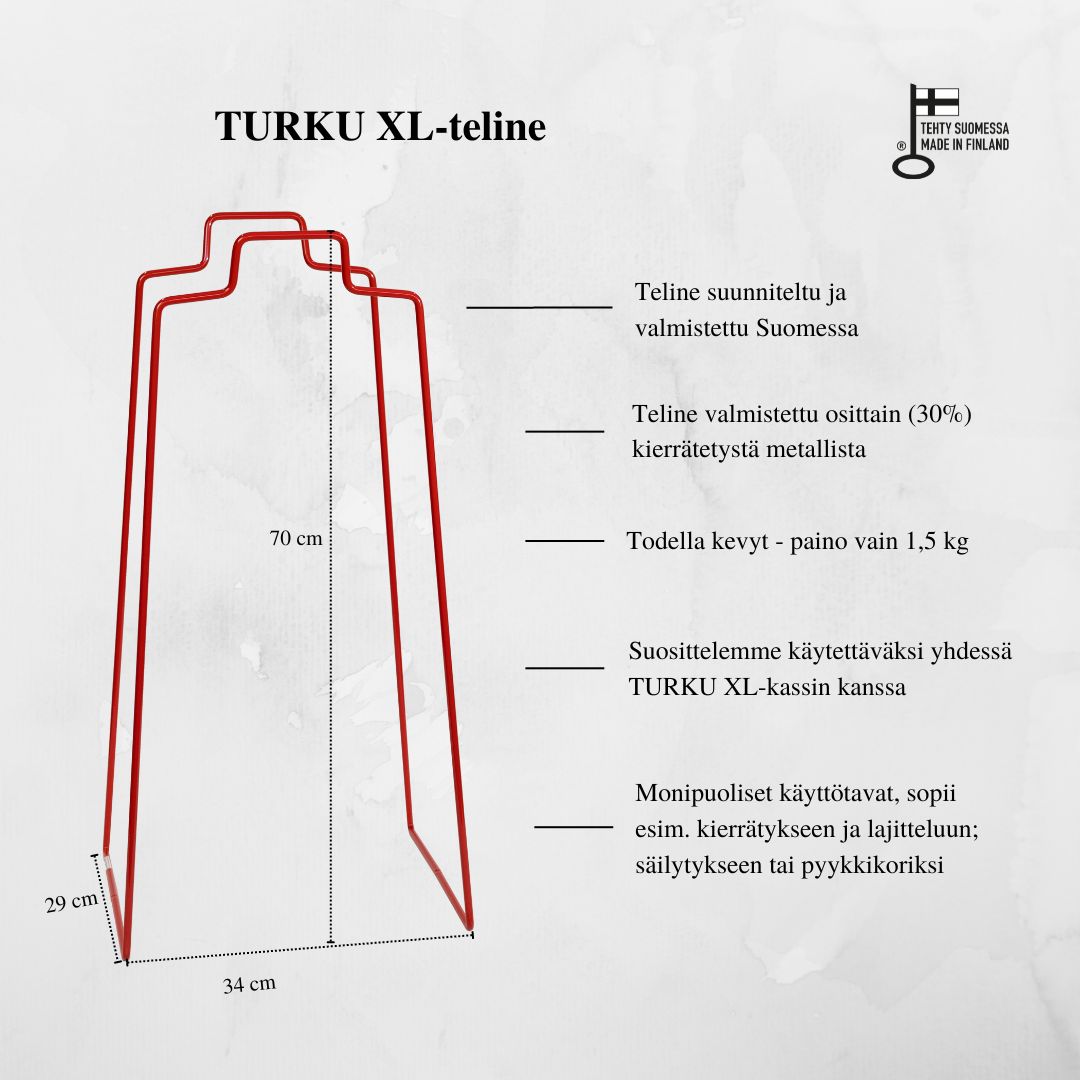 TURKU XL -kierrätysteline punainen