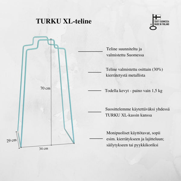 TURKU XL -kierrätysteline turkoosi