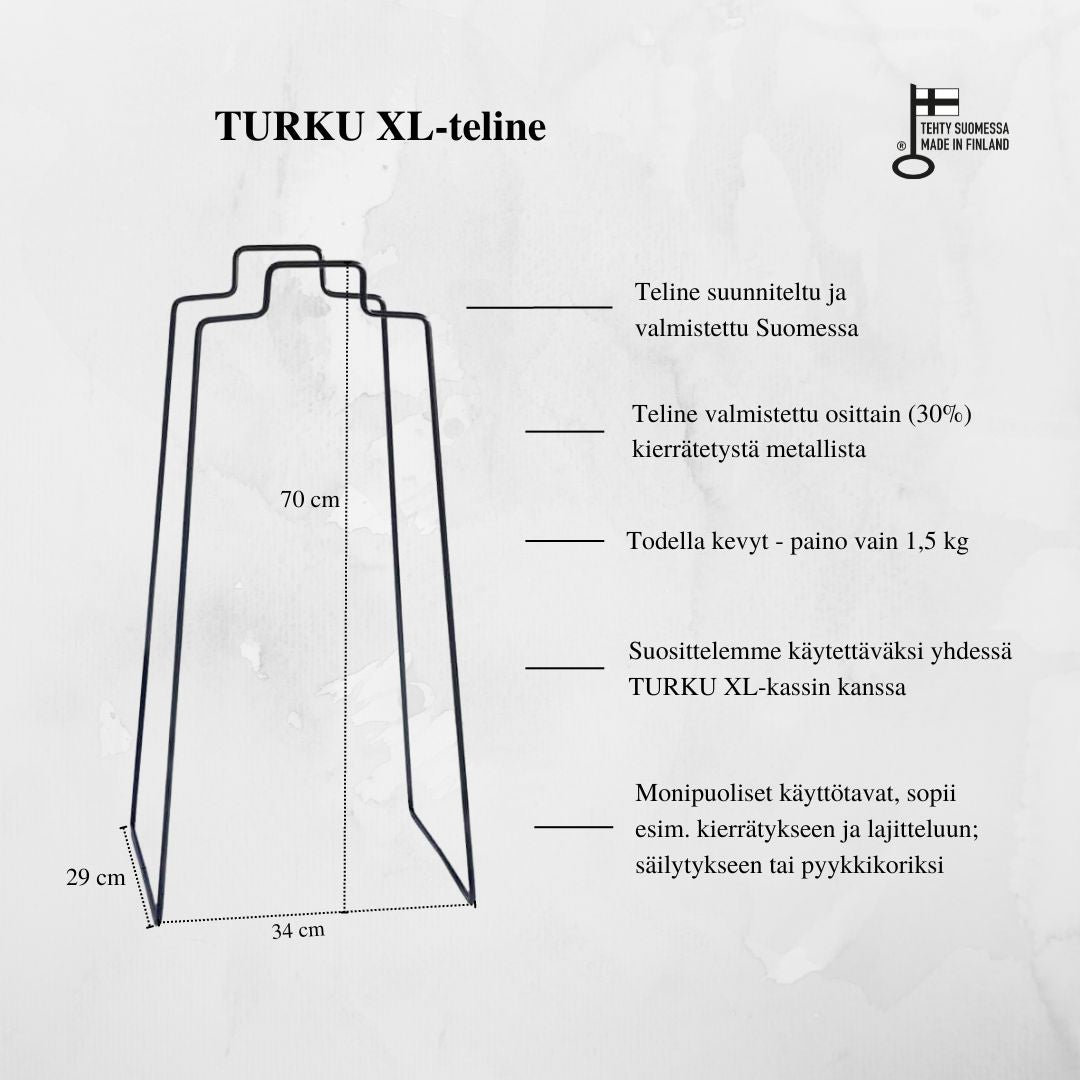 TURKU XL -kierrätysteline musta