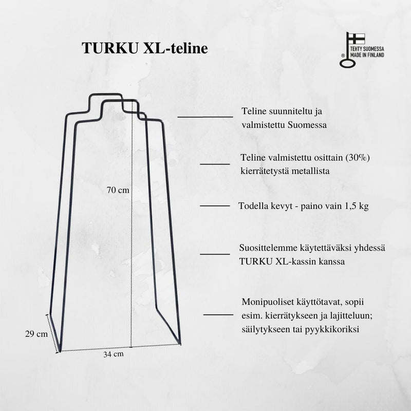 TURKU XL -kierrätysteline musta