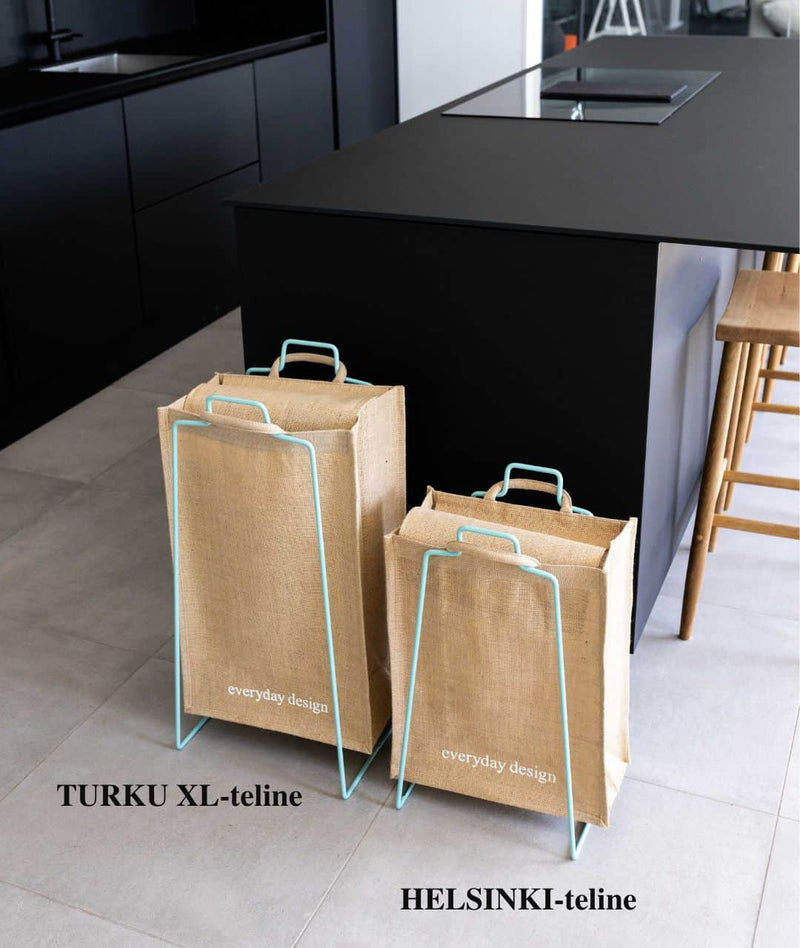 TURKU XL -kierrätysteline turkoosi ja XL-kassi