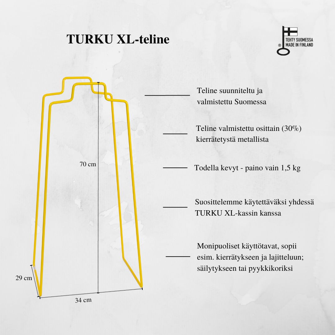 TURKU XL -kierrätysteline keltainen