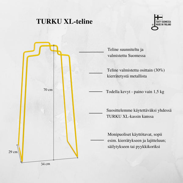 TURKU XL -kierrätysteline keltainen