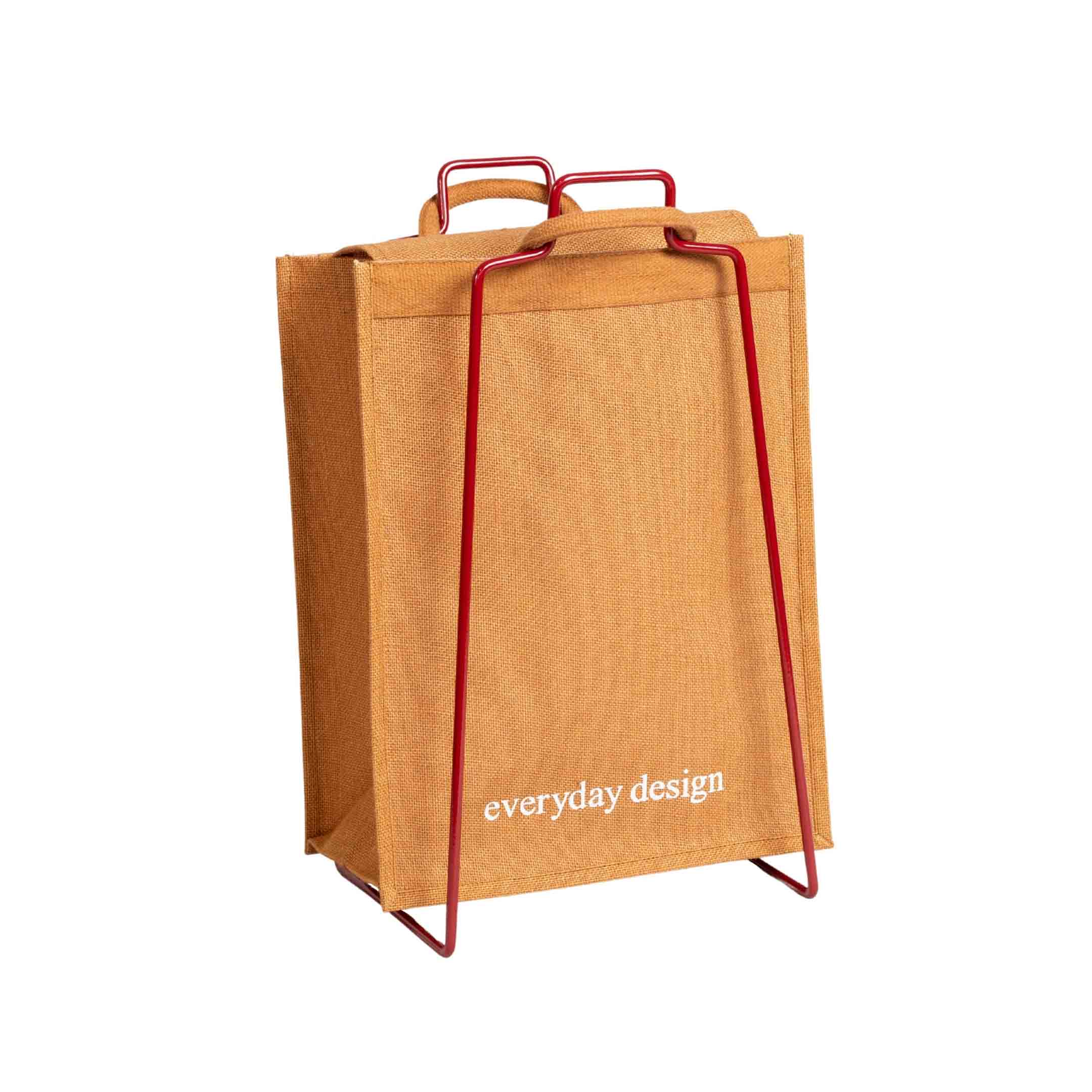 HELSINKI-kassiteline rubiininpunainen ja juuttikassi